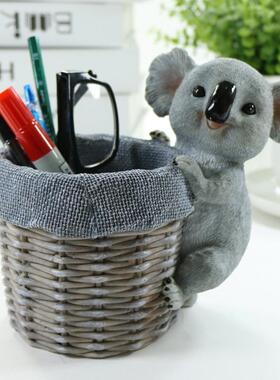 创意动物小猪考拉笔筒装饰办公室中小学生老师生日礼物开学笔筒