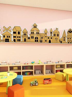 幼儿园建构区材料环创主题儿童益智区活动室布置城堡教室墙面装饰