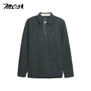 MCS男装 源自万宝路美式 复古宽松行政POLO衫 慵懒风春秋休闲长袖