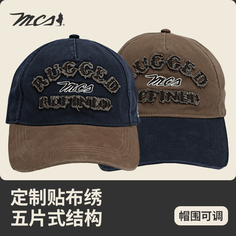 MCS字母贴布绣可调棒球帽美式