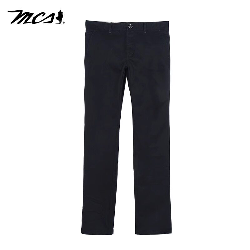 mcs合身版全棉休闲直筒长裤男士