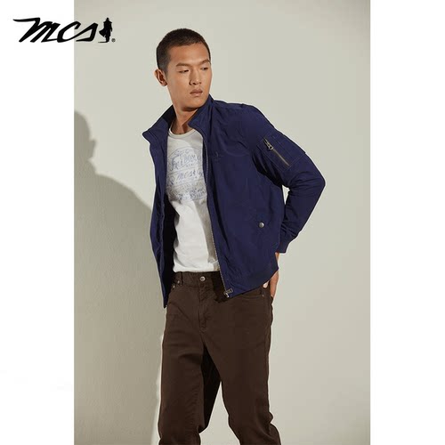 MCS男装源自万宝路美式复古高街飞行服夹克秋季拉链立领外套