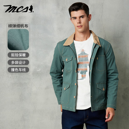 MCS灯芯绒翻领复古保暖夹克外套