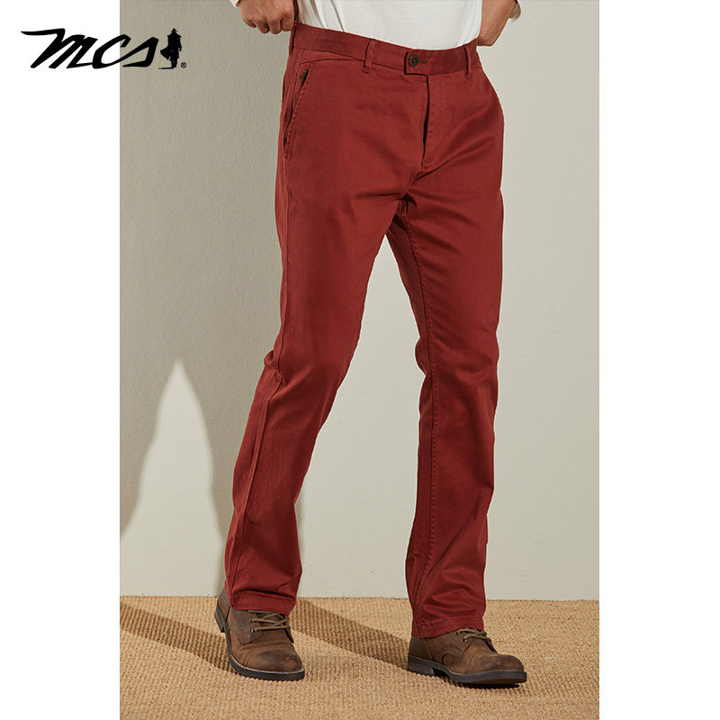MCS男装源自万宝路春秋季美式复古商务长裤直筒斜插袋休闲裤
