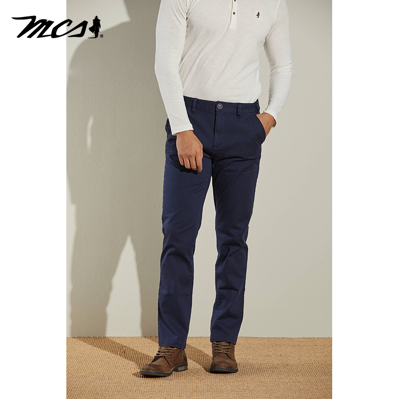 MCS男装源自万宝路美式复古商务休闲裤男士百搭纯色斜插袋长裤