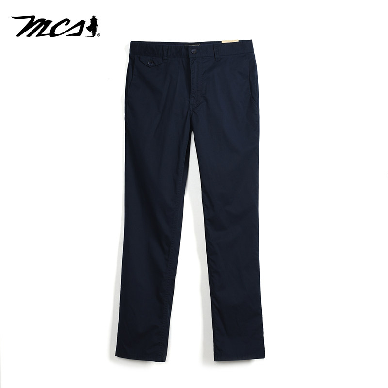 MCS修身直筒商务休闲纯色休闲裤