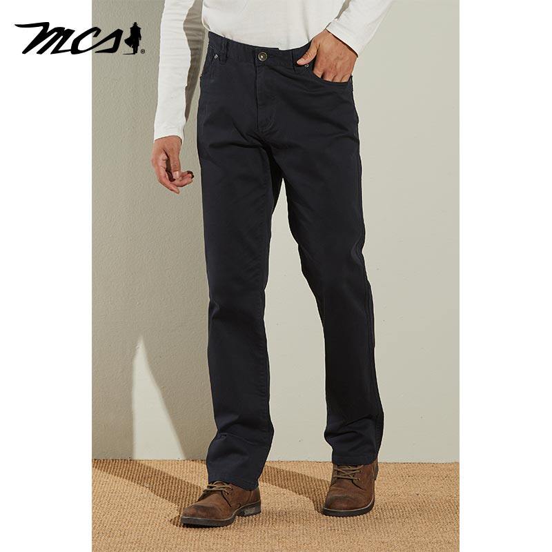 MCS男装源自万宝路男士美式复古直筒长裤黑色商务五袋休闲裤