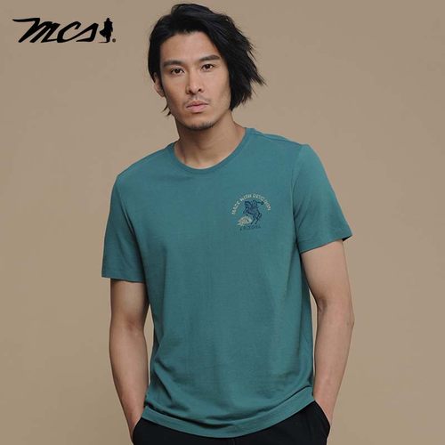 mcs圆领纯色全棉商务短袖T恤男款