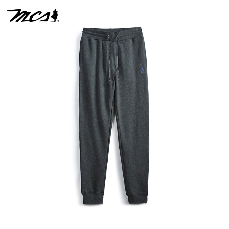 MCS运动休闲纯棉束腿针织长裤男