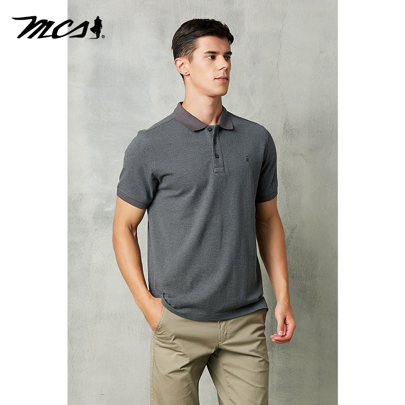 mcs纯棉polo衫翻领短袖t恤男士夏