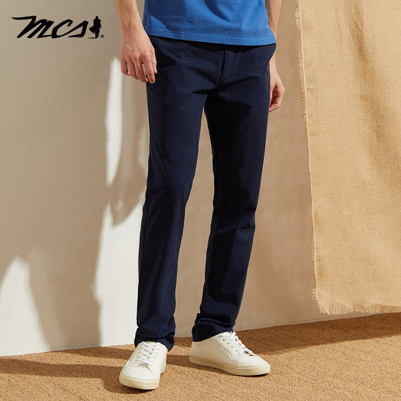 MCS男士合身直筒纯色商务休闲裤