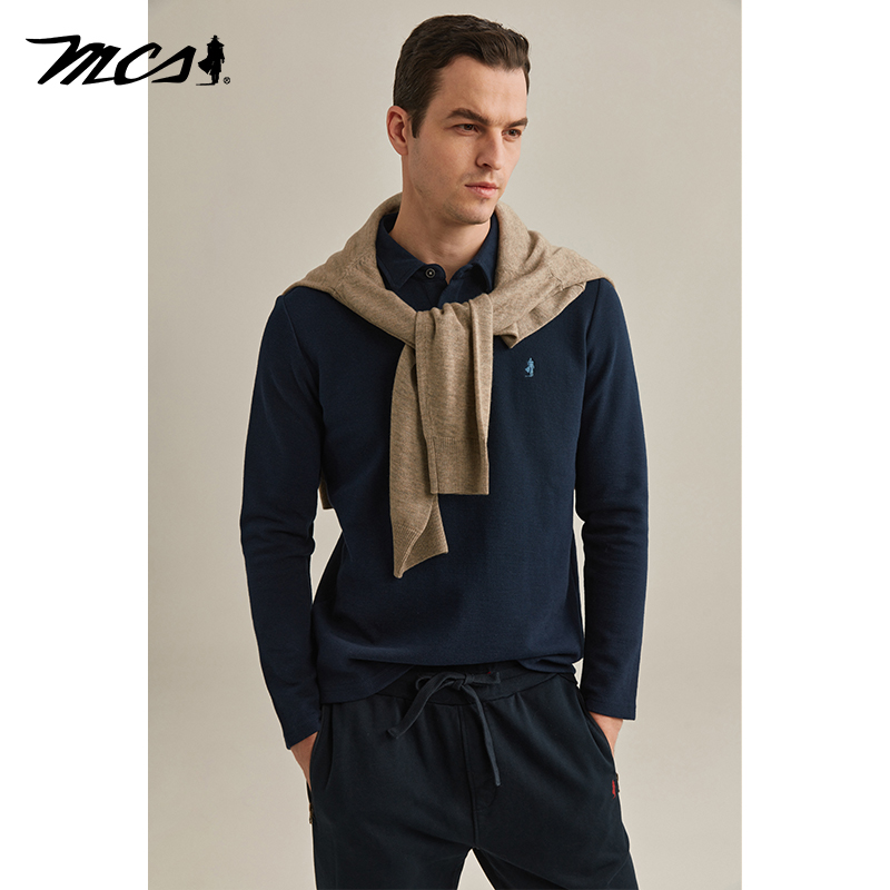 MCS男装混纺美式休闲长袖POLO衫