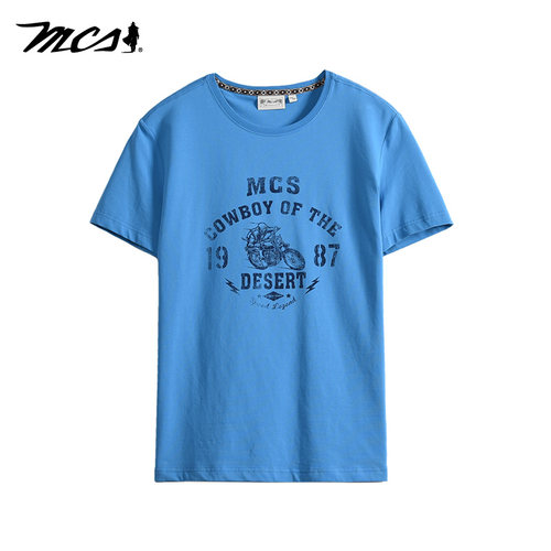 MCS圆领休闲胸前印花修身版T恤男