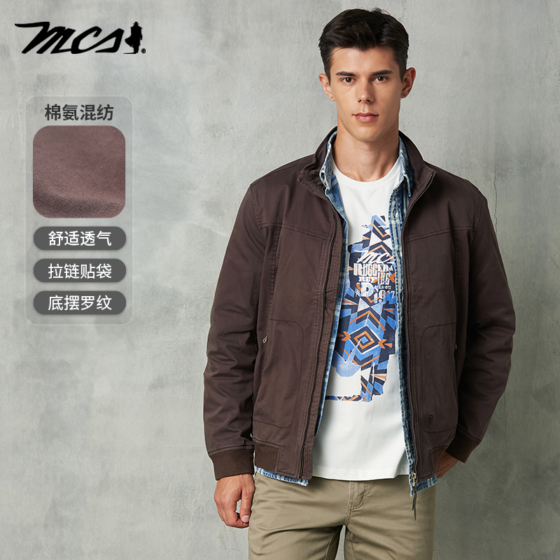 MCS舒适透气复古立领夹克外套男
