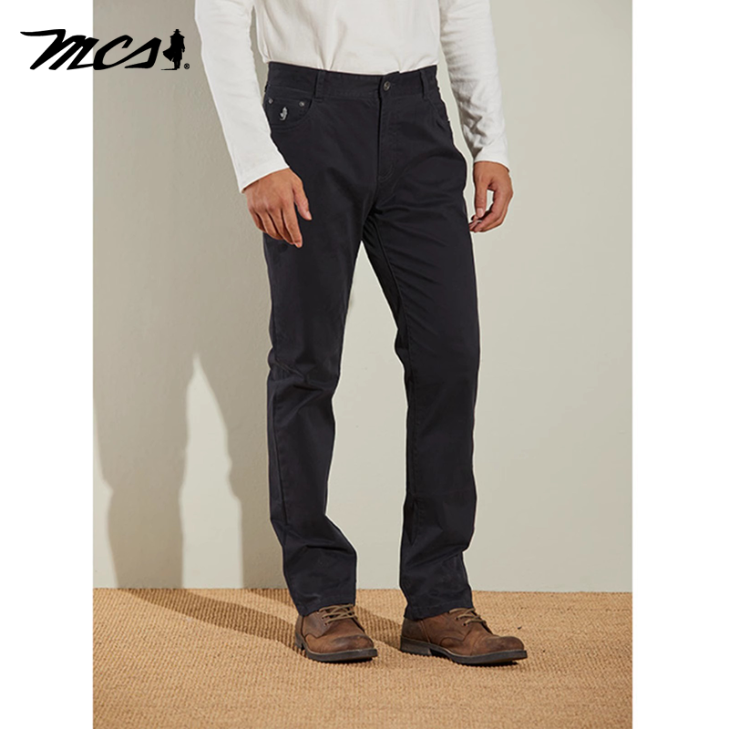 mcs时尚合身直筒基本款休闲裤