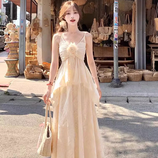 法式 件套两件套蕾丝连衣裙适中 温柔度假风上衣半身裙无袖 上衣套装