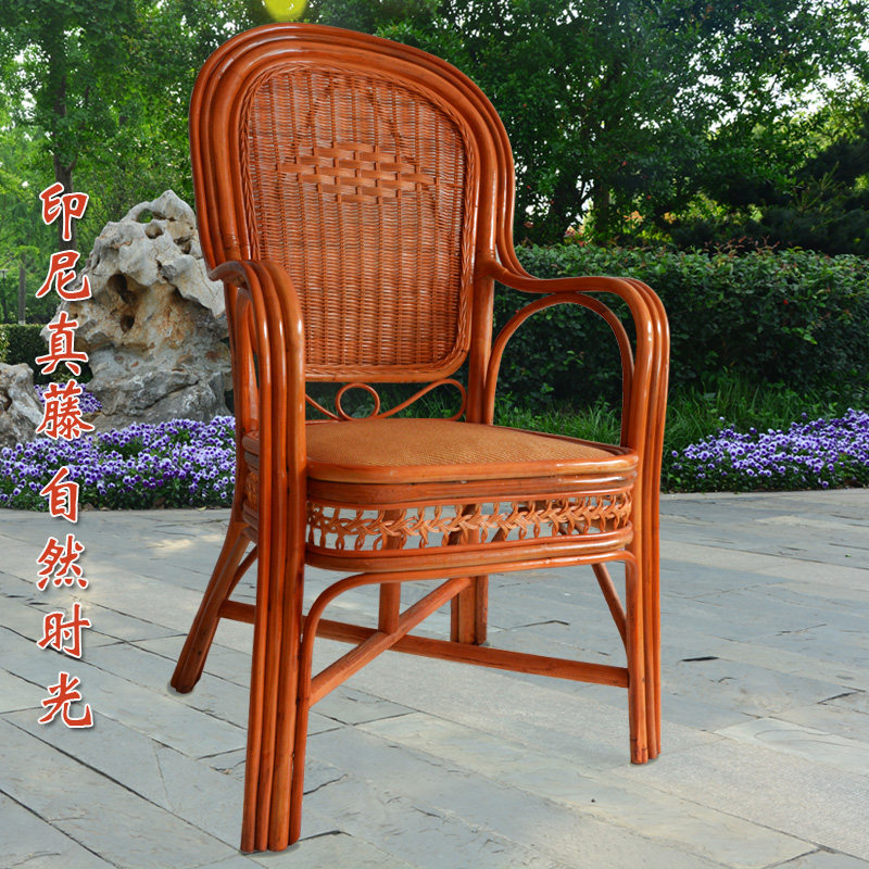 阳台腾椅桌椅茶几件单滕编椅靠背椅天然真藤休闲藤