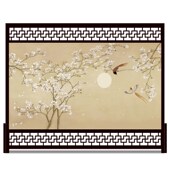 实木现代时尚 饰布艺月圆屏风 客厅玄关墙卧室装