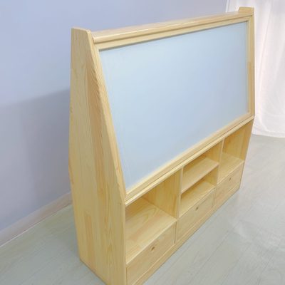 柜白幼儿园磁性画板双面黑板可移动黑板架木绿实木橡胶储物组合柜