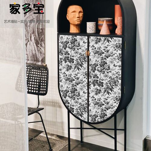 旧具翻新自粘墙玫瑰黑色防潮防油加厚画墙风
