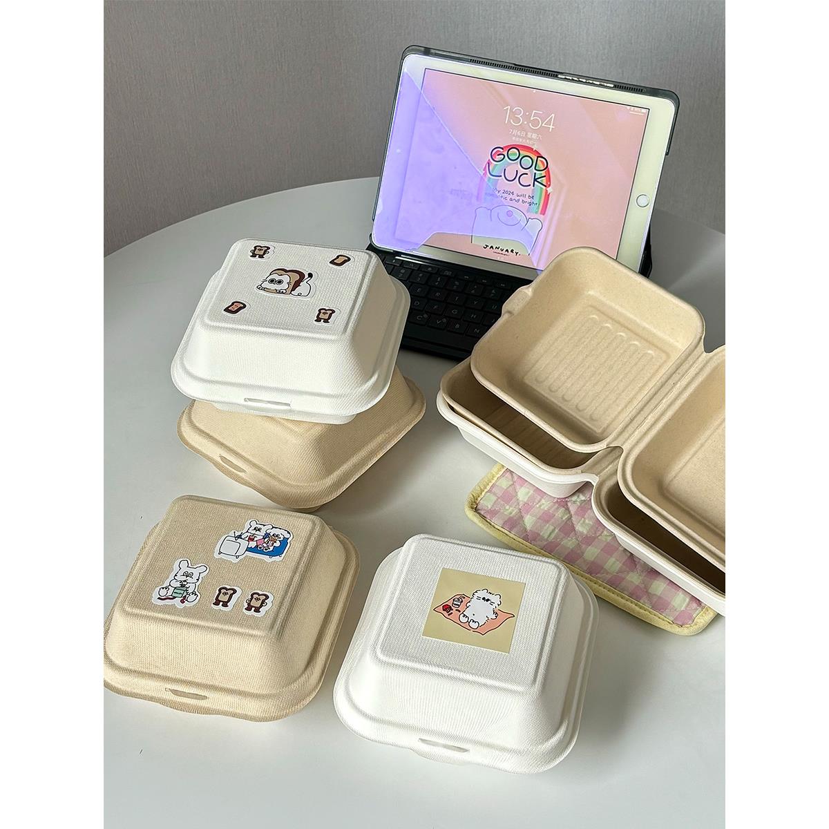 三明治一次性便当蛋糕盒提拉米苏包装盒汉堡打包盒小吃野餐纸浆盒