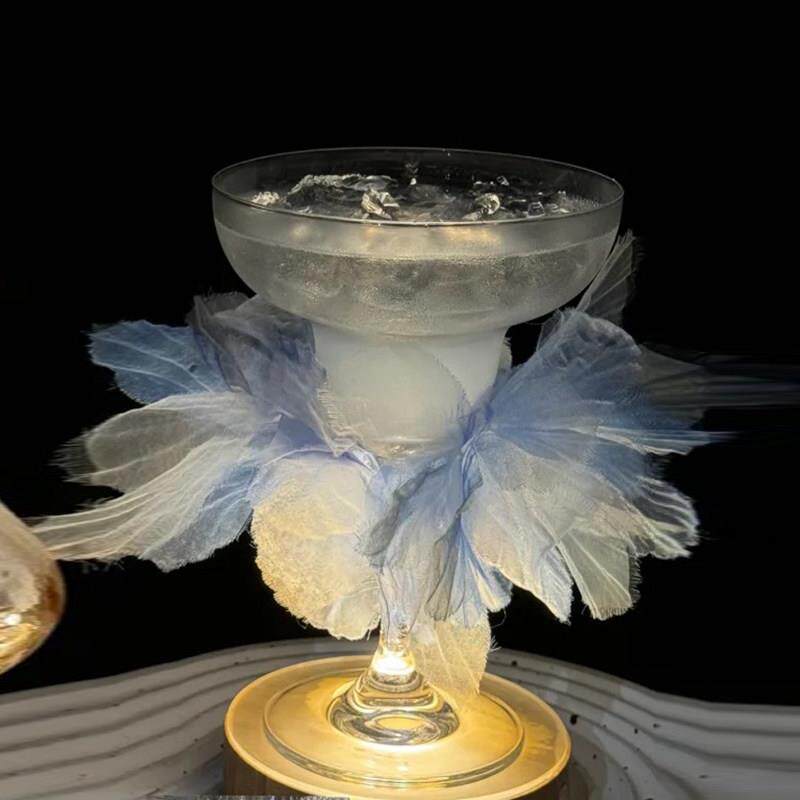 网红纱花鸡尾酒装饰创意玻璃鸡尾酒杯漂亮个性组合酒杯异形酒杯子