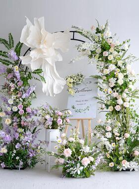 莫奈风婚礼装饰紫色拱门花艺 欧式田园户外活动仪式旅拍彷真假花