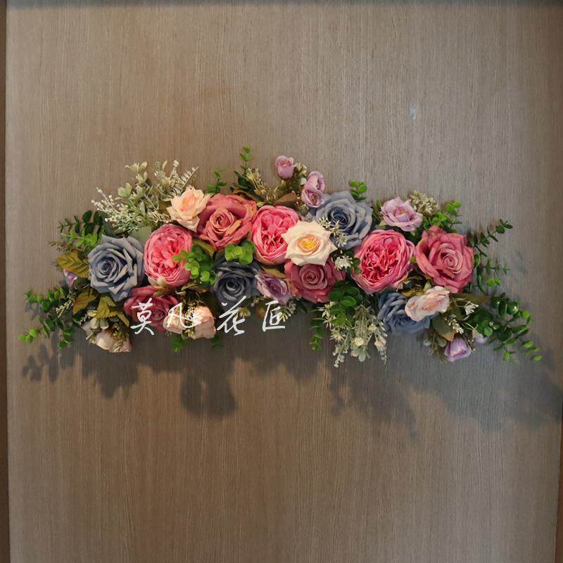 仿真花花环门饰门挂门楣花玫瑰结婚婚房婚礼布置婚庆装饰圆形花环