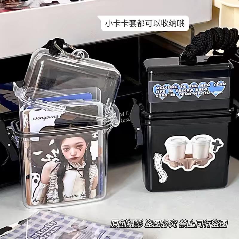 韩版大容量小卡收纳盒卡套收纳防水咕卡挂式手帐透明收纳盒子
