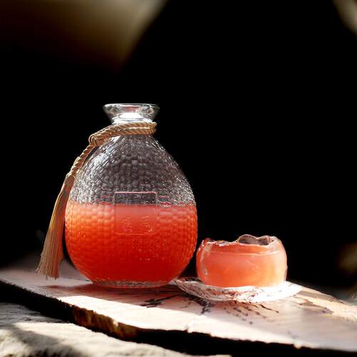 【送木塞】桃花醉花果酒酒瓶500ml玻璃酒瓶