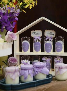 紫色布丁杯封口纸婚礼甜品台装饰女孩生日纸杯蛋糕插件推推乐贴纸