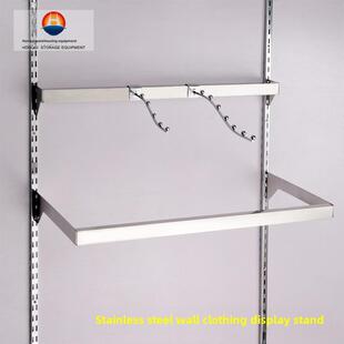服装店不锈钢侧挂方管组合定制衣架横杠梯柱挂钩墙展示架