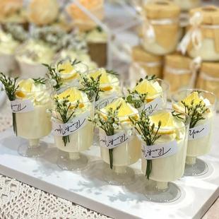 飾插牌 thankyou慕斯杯貼紙香檳金甜品臺布置蘭亭序折扇結婚蛋糕裝