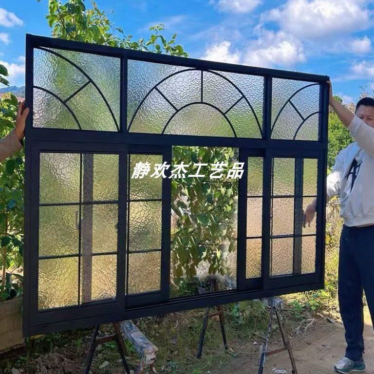 法式极简铝合金加长推拉窗复古玻璃窗艺术卧室厨房透气采光窗装饰