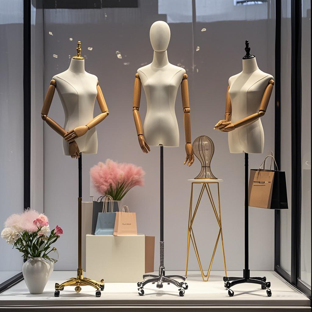 万向轮衣服模特道具女人偶半全身女装展示架服装店橱窗婚纱假人台