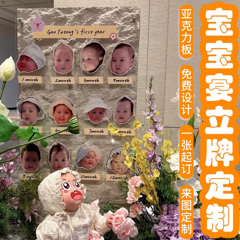 亚克力宝宝迎宾定制diy周岁百日宴生日宴亚克力背景板相框迎宾牌