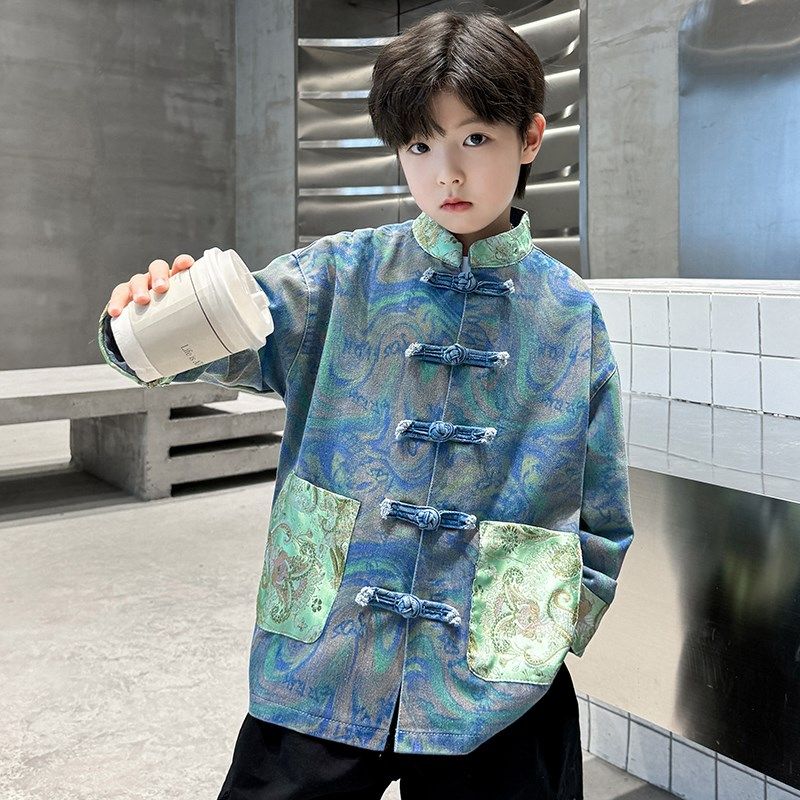 儿童装男童汉服秋装2024新款男孩外套中国风中大童唐装牛仔春秋款,童装/婴儿装/亲子装,汉服,淘宝优惠券,粉丝福利购,淘宝优惠卷