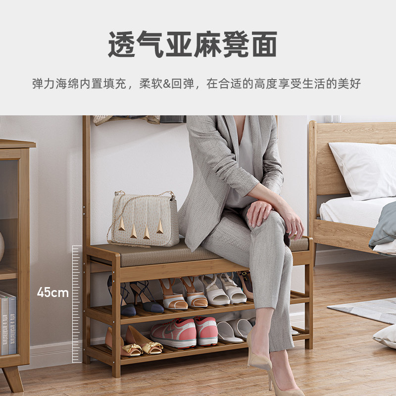 门厅挂衣架鞋架一体组合家用客厅多功能简易衣帽架落地卧室衣服架