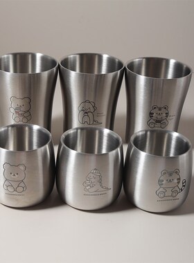 不锈钢水杯宝宝杯子喝水杯儿童幼儿园314防摔防烫口杯家用可爱