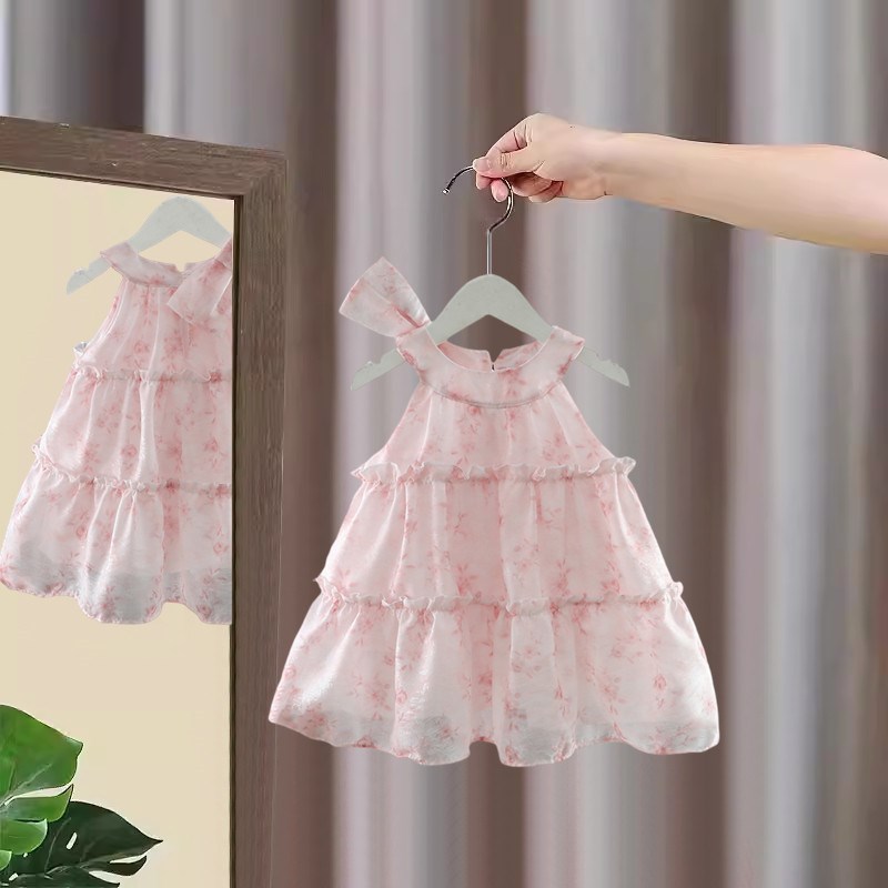 女童连衣裙夏装新款周岁宝宝礼服婴儿碎花吊带裙夏季儿童公主裙子