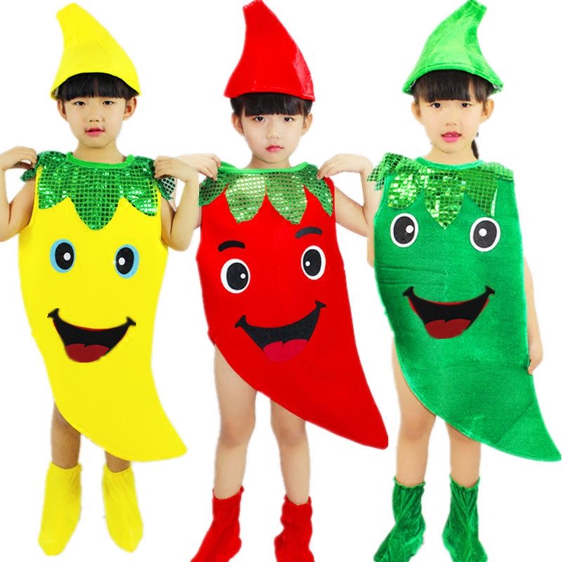 儿童蔬菜演出服装环保大蒜造型时装秀亲子舞蹈幼儿大蒜表演衣服