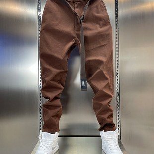 男设计感腰带直筒加绒加厚男百搭哈伦老爹裤 休闲裤 工装 2023秋冬季