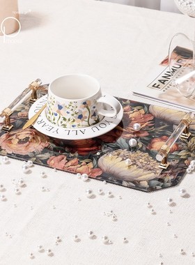 KP托盘长方形轻奢水杯茶杯托盘家用客厅高级托盘创意新中式收纳盘