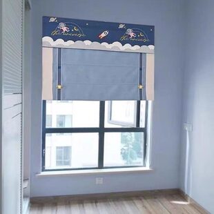 男孩房宇航员汽车火箭云朵罗马帘儿童房升降帘小窗户飘窗卷帘 新款