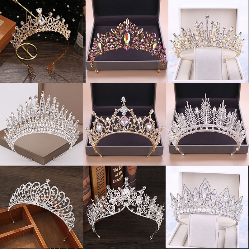 生日头冠公主水晶发箍儿童礼服配饰王冠头饰女童皇冠头箍走秀发饰