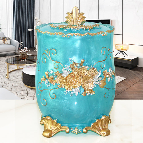 欧式创意垃圾桶大容量家用客厅带盖垃圾筒轻奢卫生间桌面收纳桶