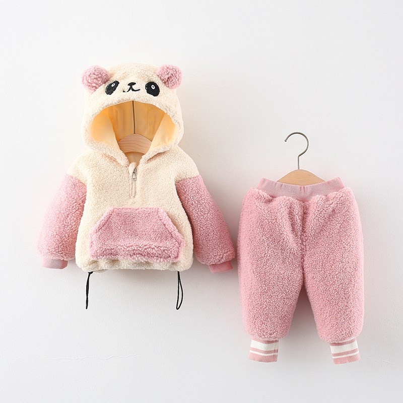 女童冬装羊羔绒两件套秋冬儿童衣服冬季婴儿童装一岁宝宝加绒套装