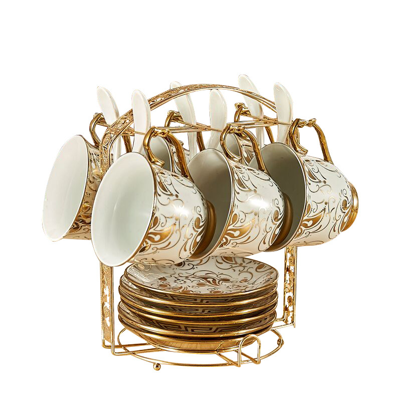 咖啡杯套装英式红茶杯陶瓷水杯子欧式茶具6件套家用办公室马克杯