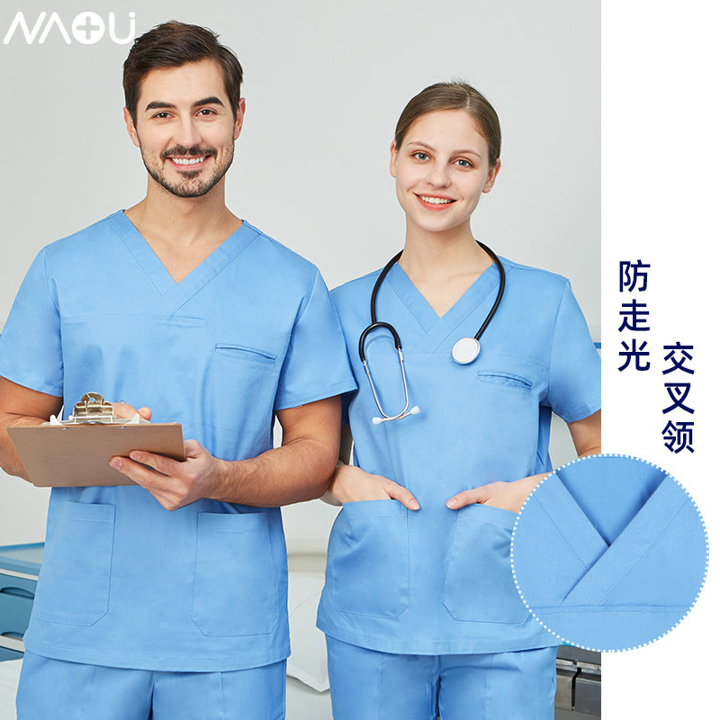 南欧鱼手术服女洗手衣手术室刷手服短袖医生护士手术衣服隔离衣男