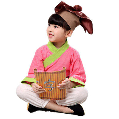 儿童摄影古装汉服国学服男女童书童锄禾悯农弟子规书生表演出服装